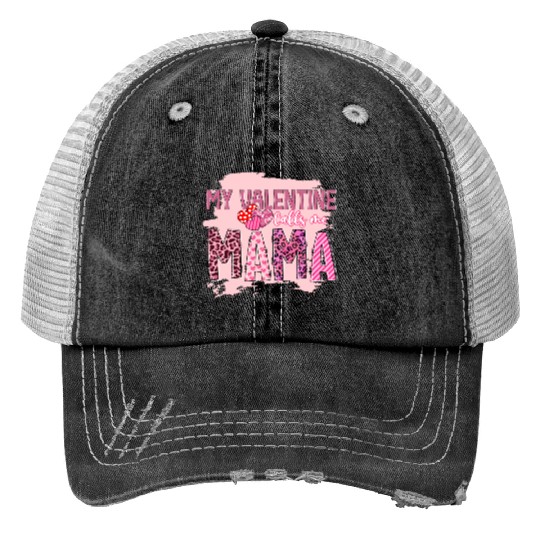 Mama Valentine, Valentines Day Print Trucker Hats