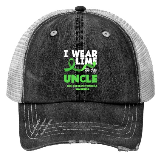 Non-Hodgkin Lymphoma Awareness Wear Lime Uncle Print Trucker Hats