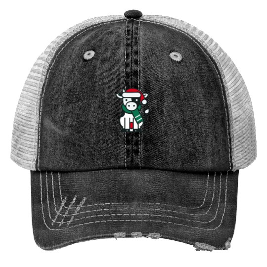 Jingle Mow Funny Christmas Cow Print Trucker Hats