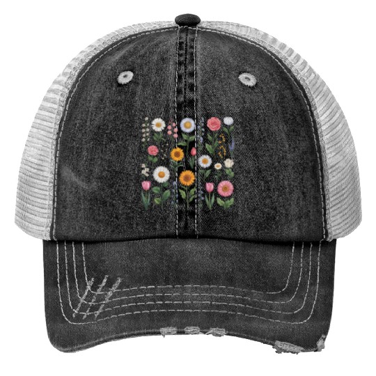 Wildflowers Print Trucker Hats