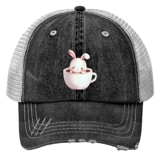 Bunny Valentines, Valentines Day, Retro Valentine Print Trucker Hats