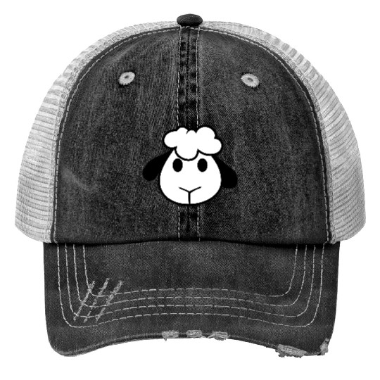 Sheep Face Head Cute Small Baby Lamb Sweet Comic Print Trucker Hats