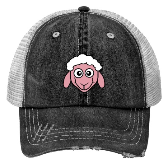 Sheep Face Head Cute Small Baby Lamb Sweet Comic Print Trucker Hats