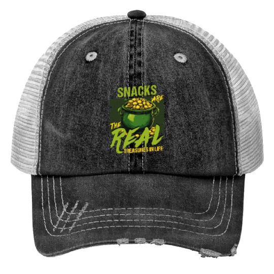 St Patricks Day Snacks Are the Real Treasures in Print Trucker Hats