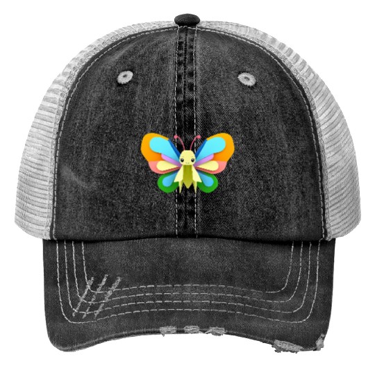 Colorful Paper Butterfly Artwork Print Trucker Hats