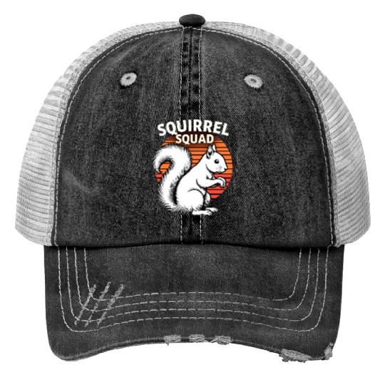 Squirrel Squad Funny Lover Print Trucker Hats