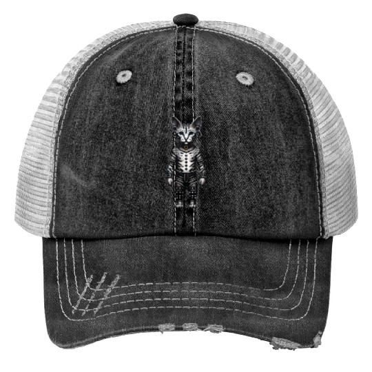 Warrior Cat with Piercings and Spacers Print Trucker Hats