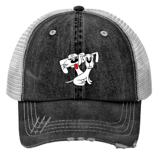 2 Dogs Looking Funny Silly Sitting Cool Team Crew Print Trucker Hats