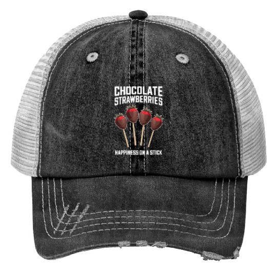 Chocolate Strawberries Happiness On A Stick Print Trucker Hats