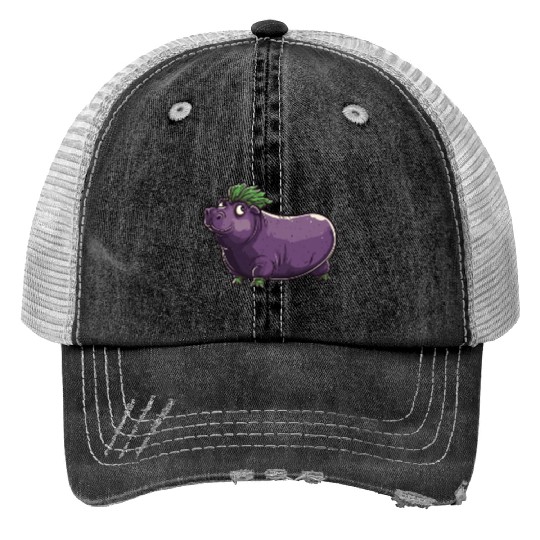 Hip Eggplant Print Trucker Hats