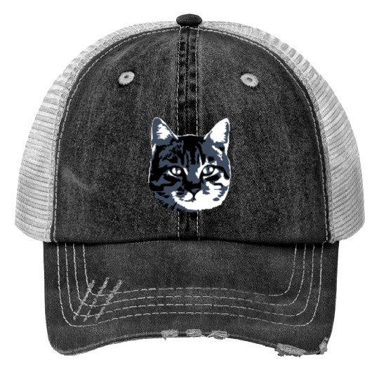 Cat Lover Realistic Pet Face Cute Cool Kitten Head Print Trucker Hats