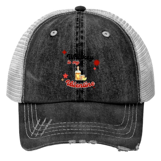 Whiskey Lover's Valentine's Design Print Trucker Hats