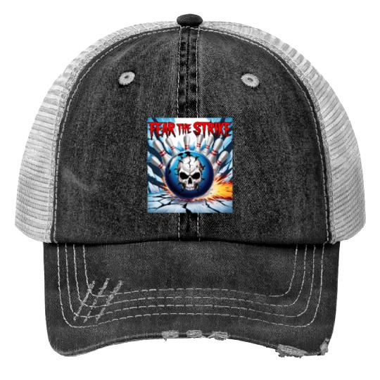 Fear The Strike - Skull Bowling Explosion Art Print Trucker Hats