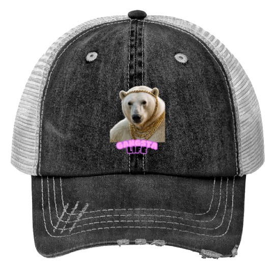 Gangsta Life Polar Bear 5 Print Trucker Hats