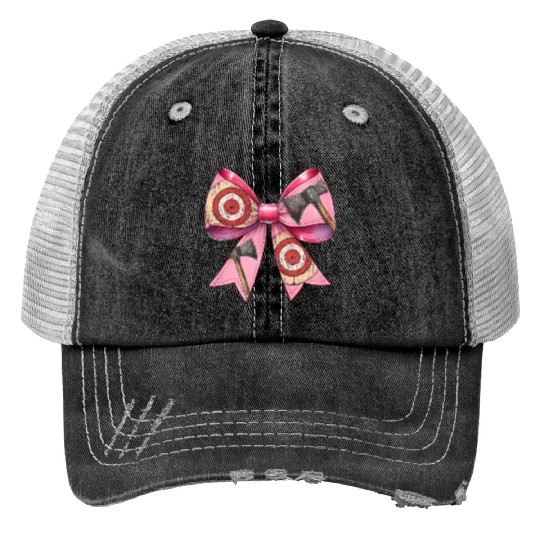 Coquette Bow Axe Throwing Axe Thrower Mothers Day Print Trucker Hats
