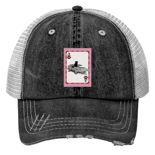 Black Cat Riding Alligator - Florida Retro Animal Print Trucker Hats