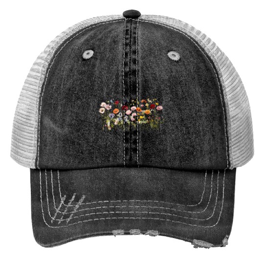 Wildflower Meadow – Natural Watercolor Blooms Print Trucker Hats