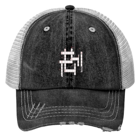 Preppy Crossword Print Trucker Hats – Stylish & Fun Word Puzzl