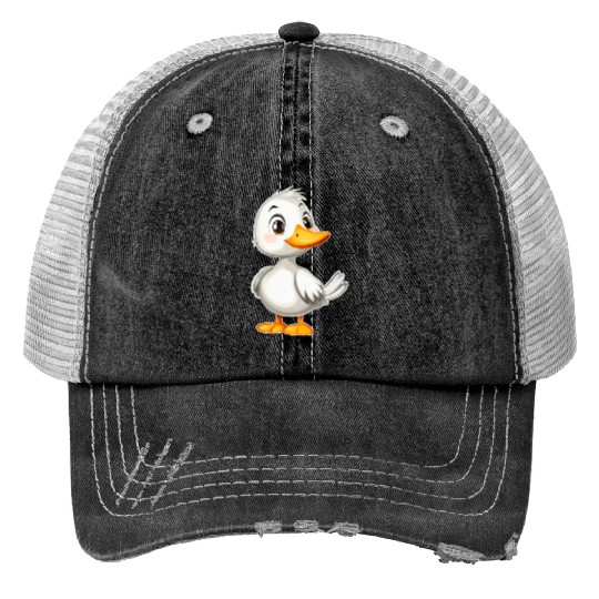 White duck Print Trucker Hats