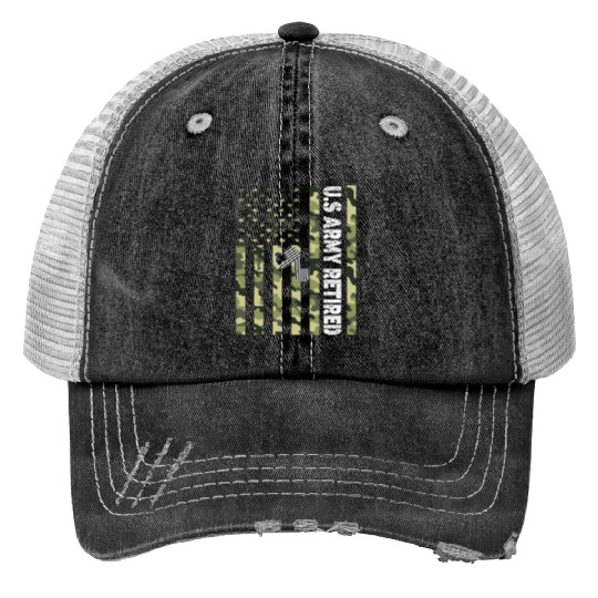 Us Army Retired Print Trucker Hats