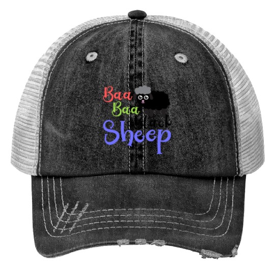 Baa Baa Black Sheep – Whimsical Nursery Rhyme Art Print Trucker Hats
