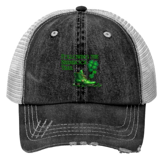 St. Patrick's Day - Following the Shamrock Trail Print Trucker Hats