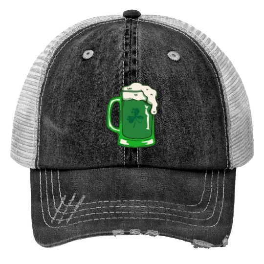 Green Beer Print Trucker Hats