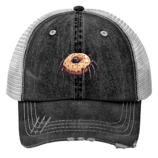 Donut Spider Funny Creative Motif Print Trucker Hats