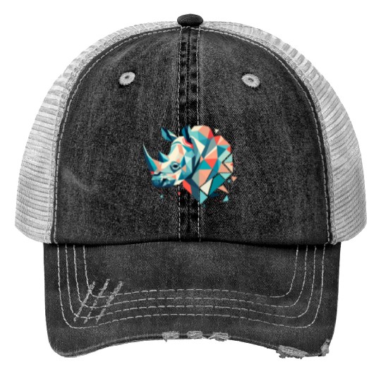 Abstract Rhinoceros - Geometric Strength Print Trucker Hats