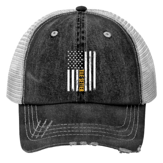 Tile Setter American Flag Patriotic Work Print Trucker Hats