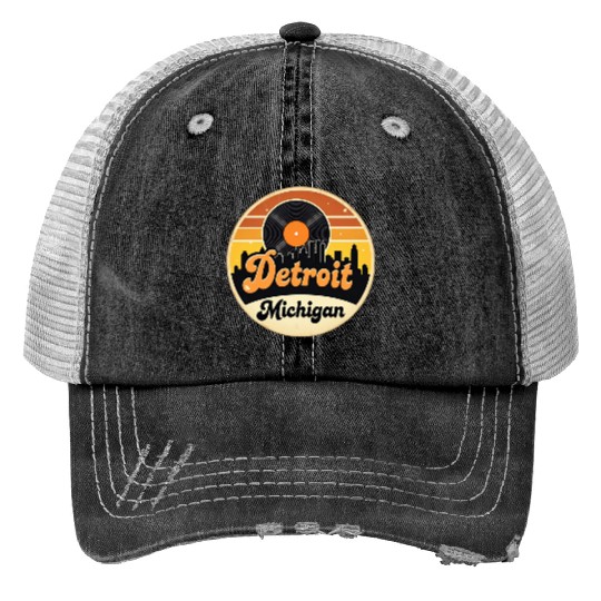 Detroit Souvenir and Travel Gift Idea Print Trucker Hats