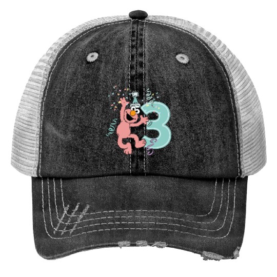 Sesame Street Birthday Design With Elmo 3 Years Print Trucker Hats