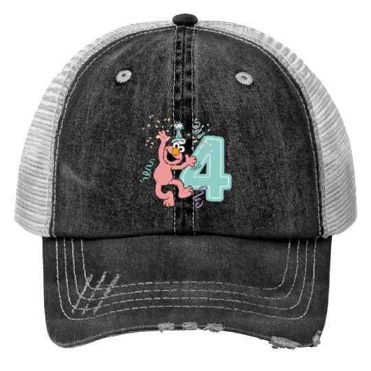 Sesame Street Birthday Design With Elmo 4 Years Print Trucker Hats