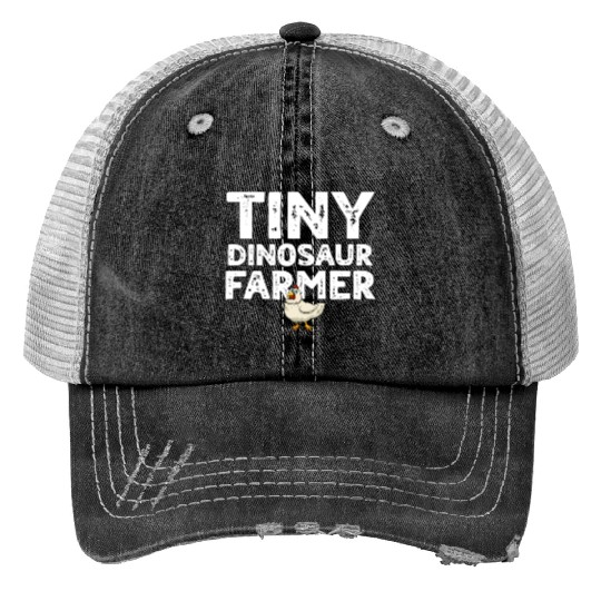 Tiny dino farmer - Dinosaur Funny Dinosaur Farmer Print Trucker Hats