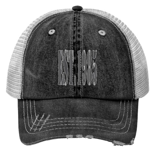 EST. 1985 Gray Edition Print Trucker Hats – Timeless Vintage