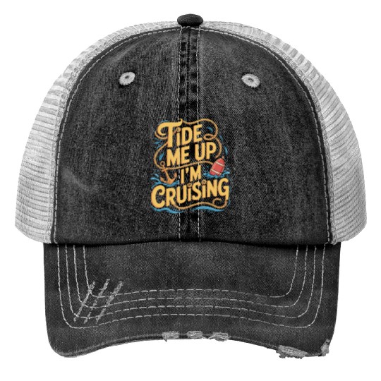 Cruise Rookie Ocean Adventure First Voyage Print Trucker Hats
