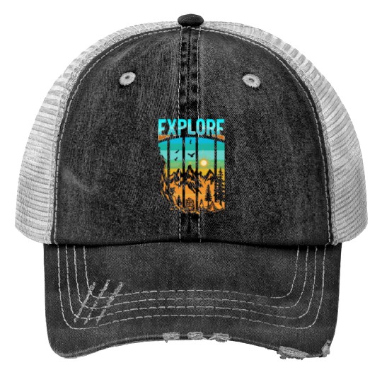 Apex Ascent: Embrace the Untamed Horizon Print Trucker Hats