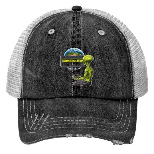Human Simulation Print Trucker Hats Alien Earth Extraterrestrial