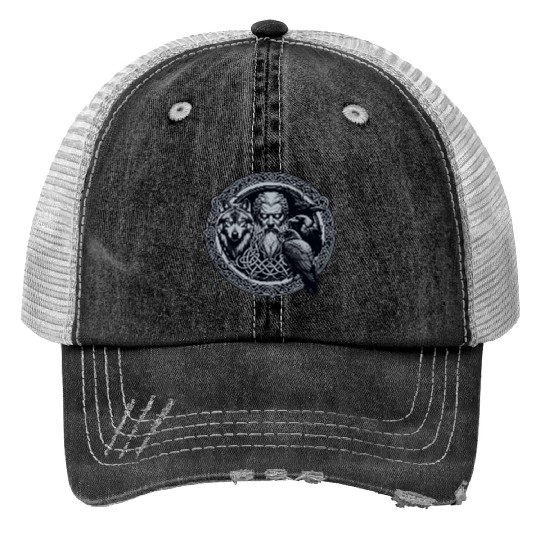 Viking Warrior Man Odin Thor Norman Walhalla Print Trucker Hats
