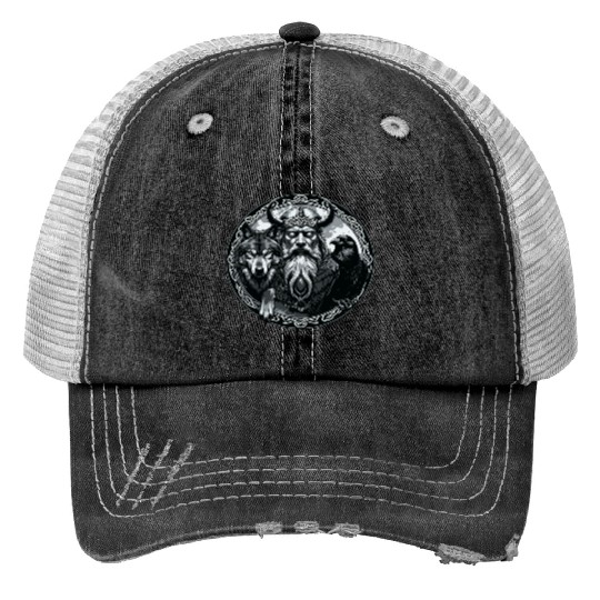 Viking Warrior Man Odin Thor Norman Walhalla Print Trucker Hats