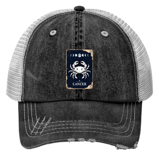 Zodiac Card Cancer Print Trucker Hats