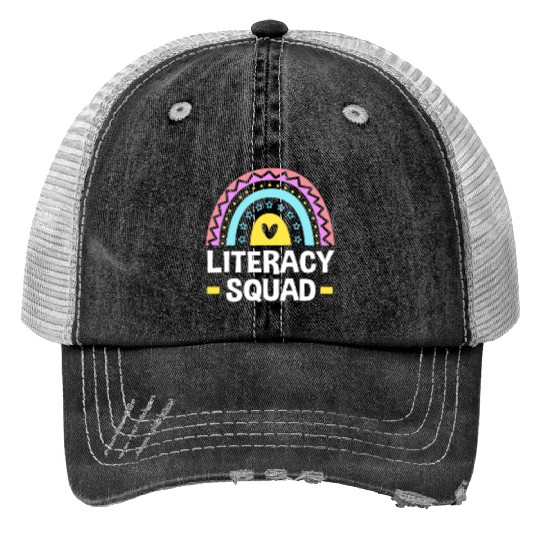 Reading Teacher Book Literacy Squad Print Trucker Hats