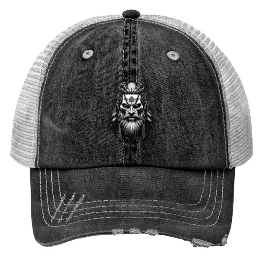 Viking Warrior Man Odin Thor Norman Walhalla Print Trucker Hats