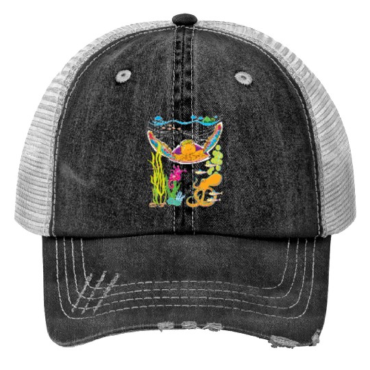 Cute Hawksbill Sea Turtle Print Trucker Hats