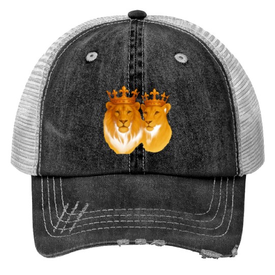 Royal Bond: The King & Queen of the Wild Print Trucker Hats