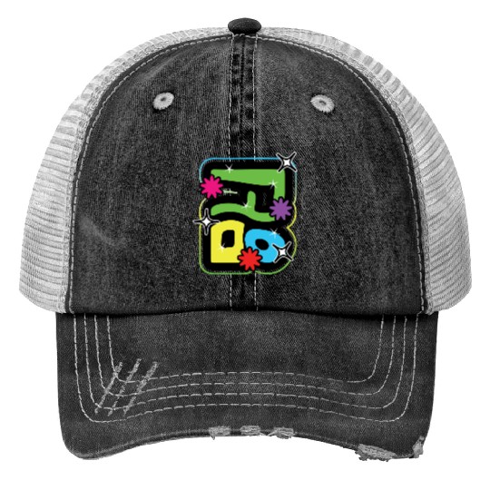“Thank You” in Korean Hangul – Colorful & Playful Print Trucker Hats