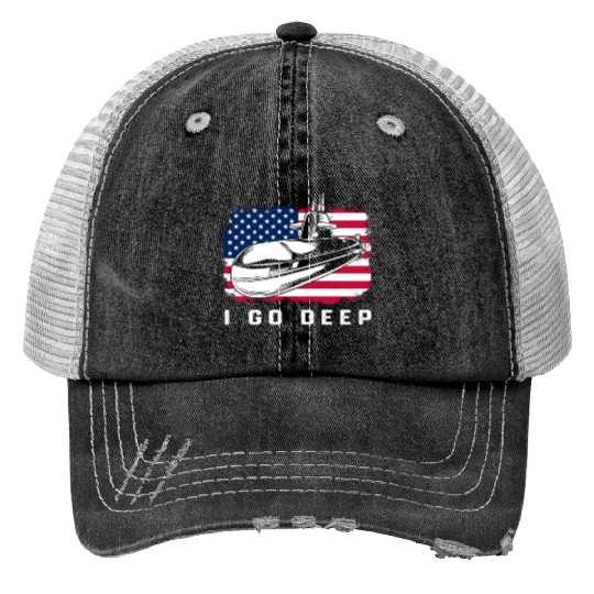 Patriotic American Submarine Veteran Print Trucker Hats