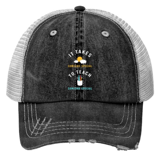 Sped Teacher Education Autism Print Trucker Hats