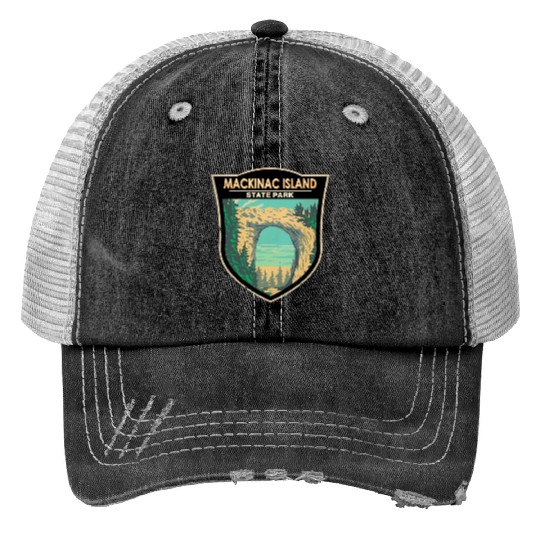 Mackinac Island Print Trucker Hats