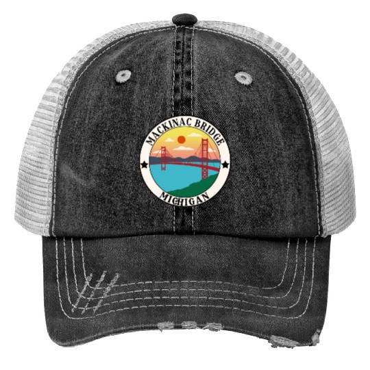 Mackinac Island Print Trucker Hats